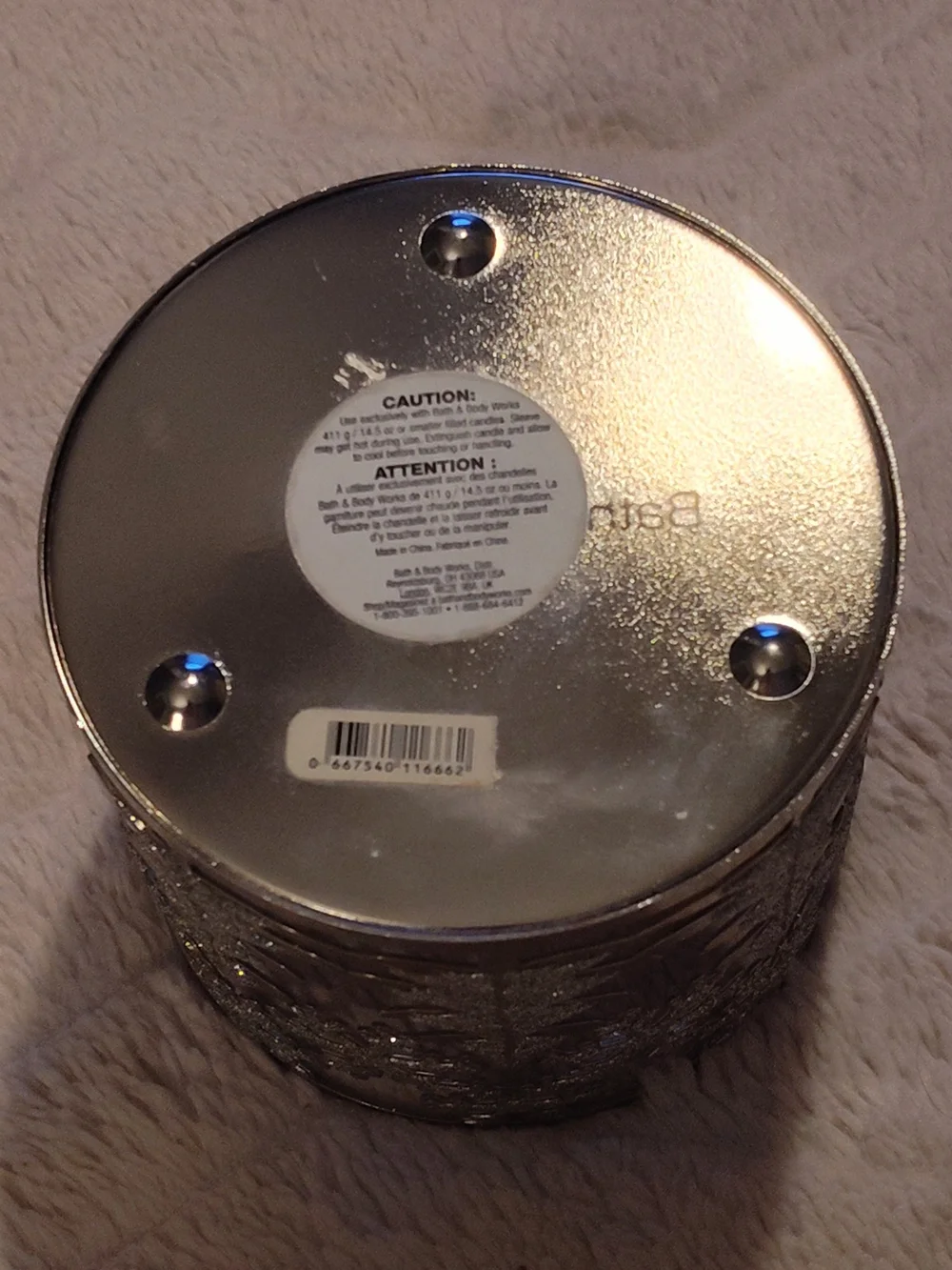 Like-New! Bath & Body Works Silver Snowflake & Pine Tree Candle Holder - Picture 9 of 12